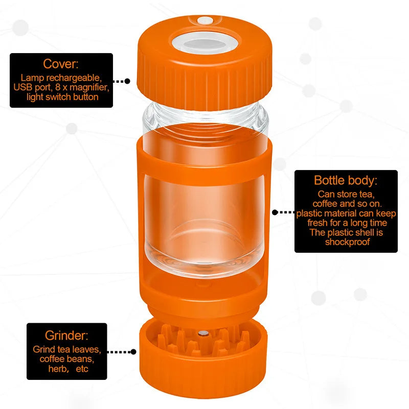 PuffChillin™ - 4In1 LED Tobacco Storage Jar with Grinder